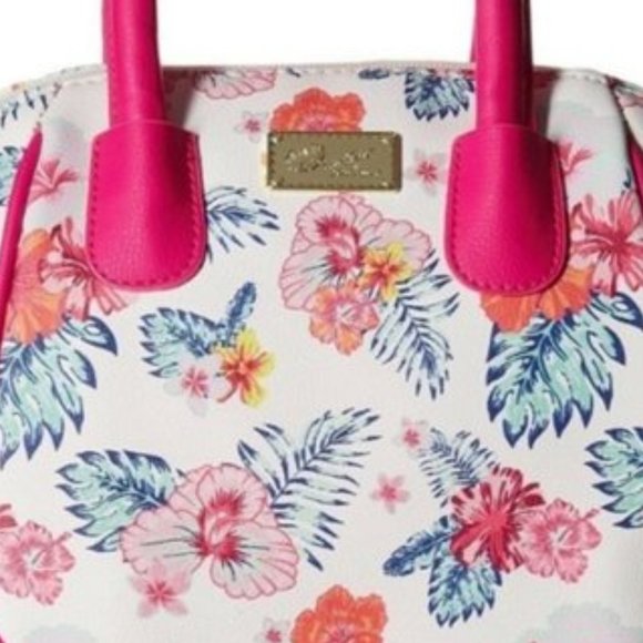 NWT Betsey Johnson MINI PINK & WHITE FLORAL SATCHEL - Picture 7 of 9